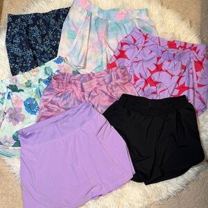 All in motion girls size 10-12. 6 pairs of shorts and 1 skirt. Great/used cond